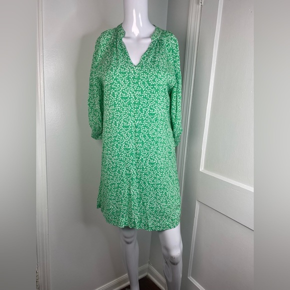 DRAPER JAMES Rsvp Green Floral Print Dress missing string belt - Picture 2 of 9